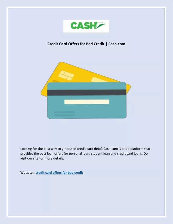 credit card offers for bad credit cash com
