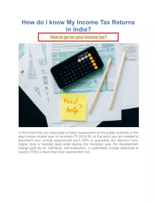 How do I know My Income Tax Returns in India?