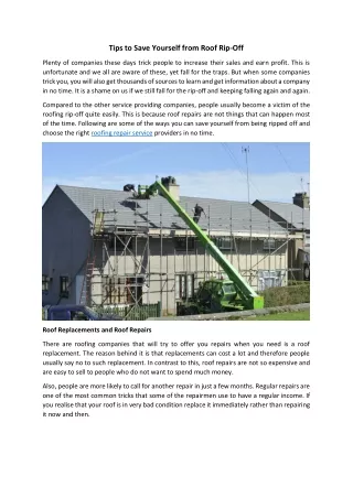 Tips to Save Yourself from Roof Rip-Off
