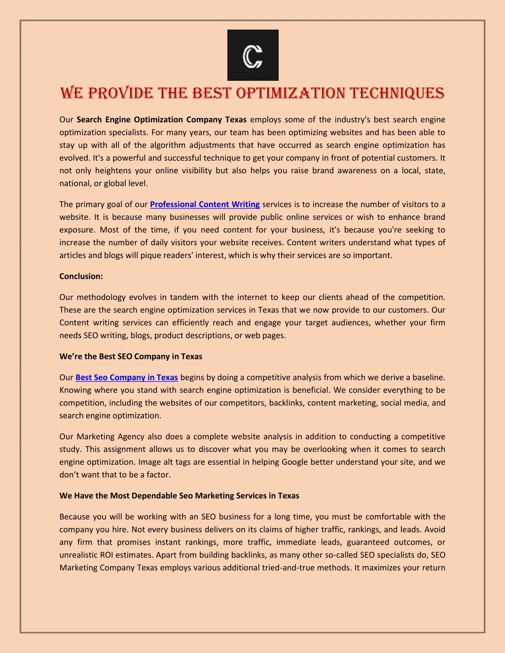 PPT - We Provide the Best Optimization Techniques PowerPoint ...