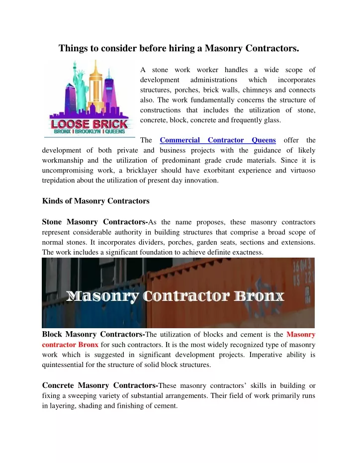 things to consider before hiring a masonry