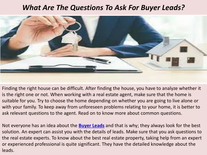 what are the questions to ask for buyer leads