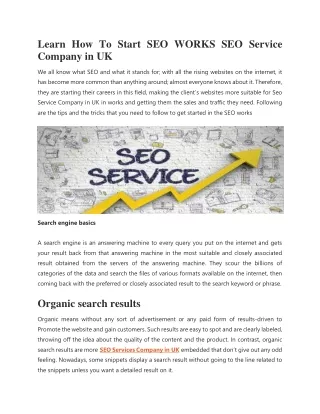 Learn How To Start SEO WORKS SEO Service Company in UK