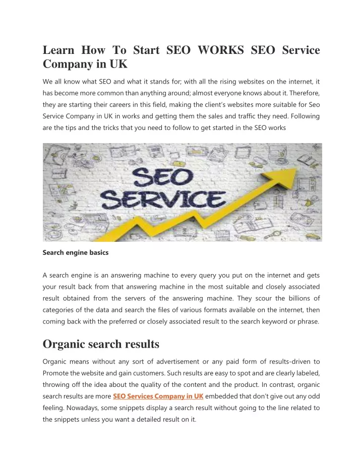 learn how to start seo works seo service company