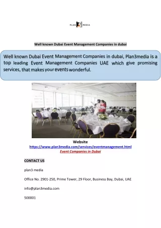 Well known Dubai Event Management Companies in dubai