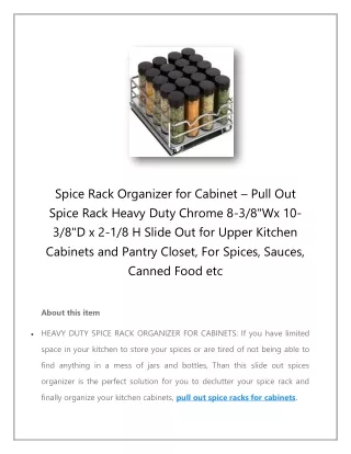 spice rack organizer for cabinet pull out spice