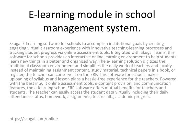 e learning module in school management system