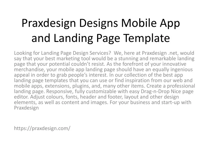 praxdesign designs mobile app and landing page template