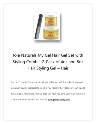 joie naturals my gel hair gel set with styling