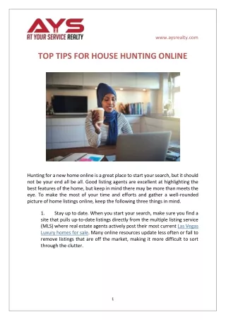 TOP TIPS FOR HOUSE HUNTING ONLINE