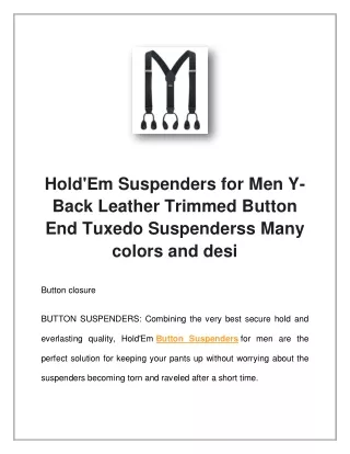 hold em suspenders for men y back leather trimmed