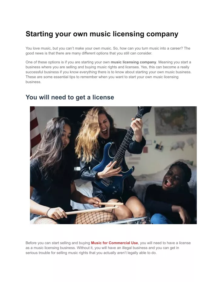 starting your own music licensing company