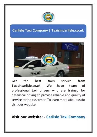 Carlisle Taxi Company | Taxisincarlisle.co.uk