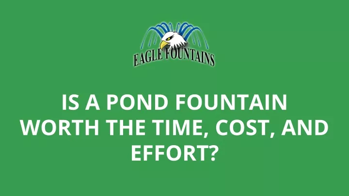 is a pond fountain worth the time cost and effort