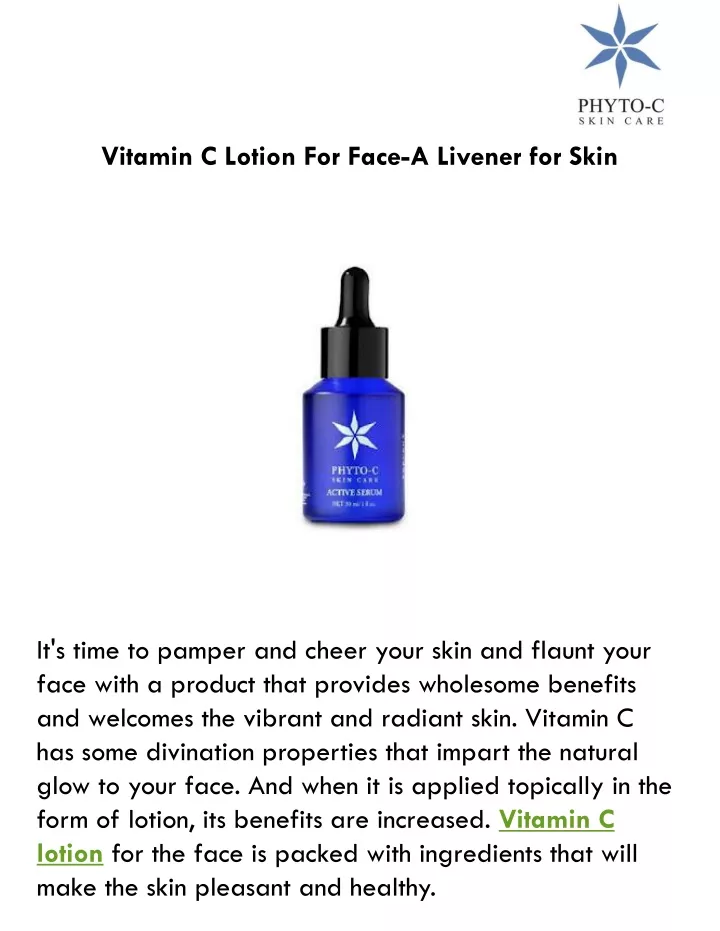 vitamin c lotion for face a livener for skin