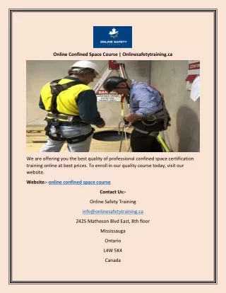 online confined space course onlinesafetytraining