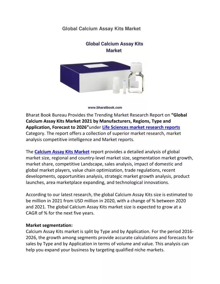 global calcium assay kits market