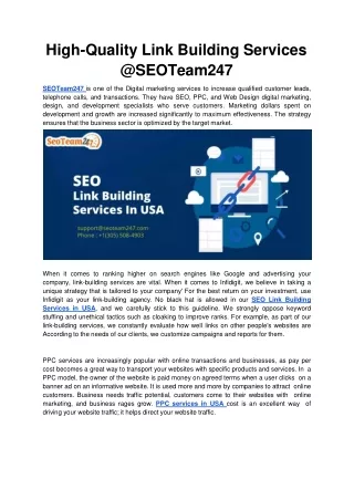 high quality link building services @seoteam247