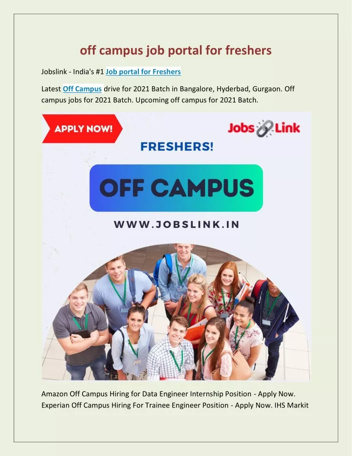 off campus job portal for freshers