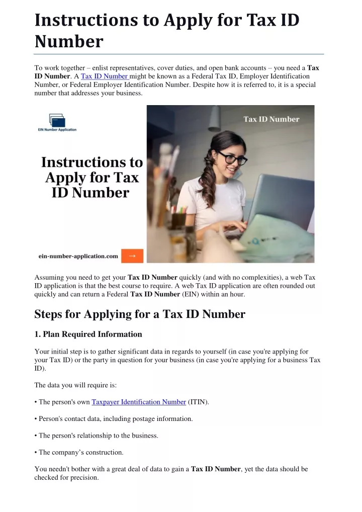 instructions to apply for tax id number