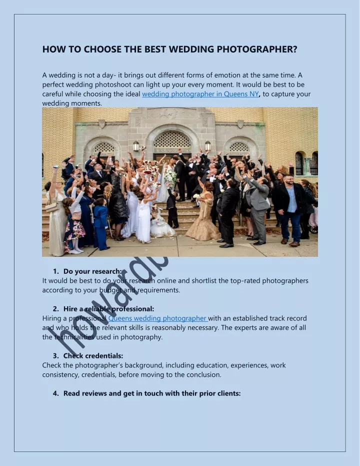 how to choose the best wedding photographer