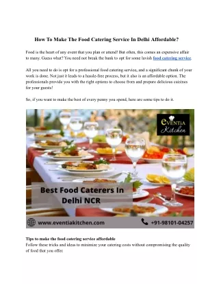 How To Make The Food Catering Service In Delhi Affordable?