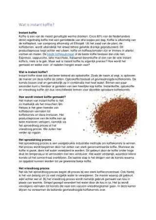 wat is instant koffie instant koffie koffie