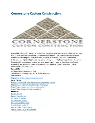 Cornerstone Custom Construction