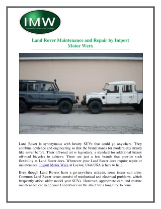 land rover maintenance and repair by import motor