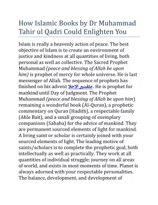 How Islamic Books by Dr Muhammad Tahir ul Qadri Could Enlighten You