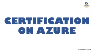 CERTIFICATION ON AZURE BY APPONIX