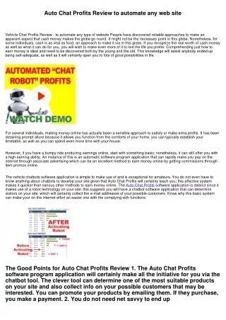 Auto Chat Profits Review to automate any internet site