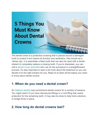 5 Things You Must Know About Dental Crowns