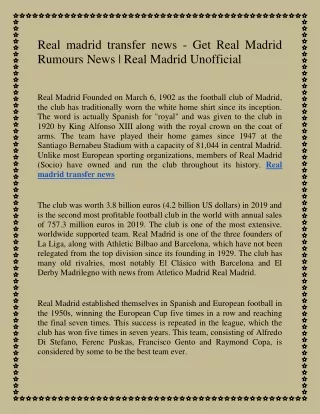 Real madrid transfer news