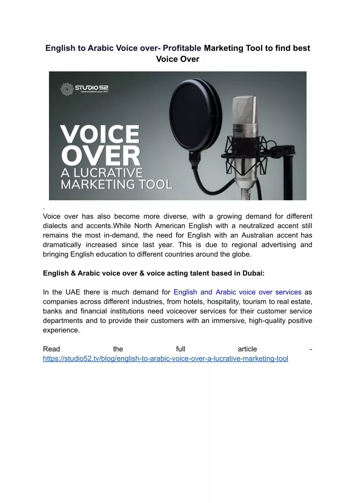 english to arabic voice over profitable marketing