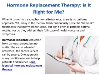 Hormone Replacement Therapy: Is It Right for Me?