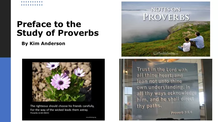 preface to the study of proverbs