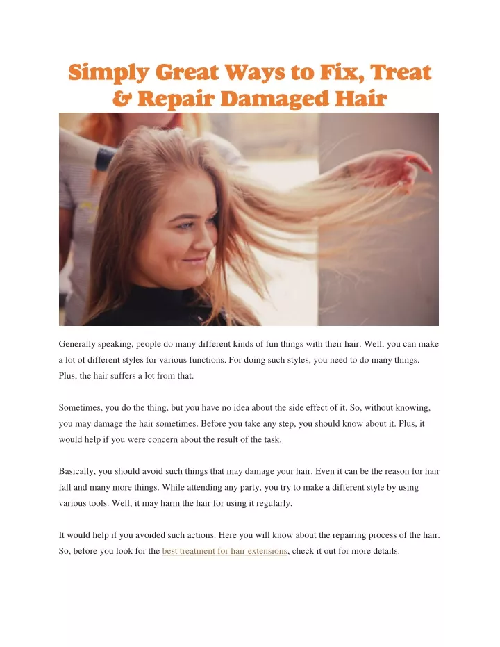 simply great ways to fix treat repair damaged hair