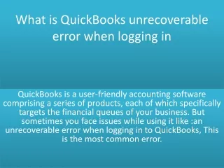 what is quickbooks unrecoverable error when logging in