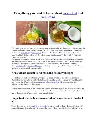 Everything you need to know about coconut oil and mustard oil |shalimar