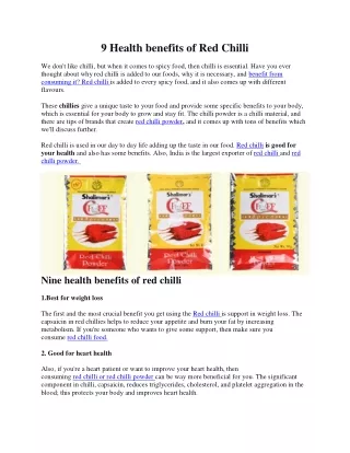 Health benefits of Red chili | Shalimar