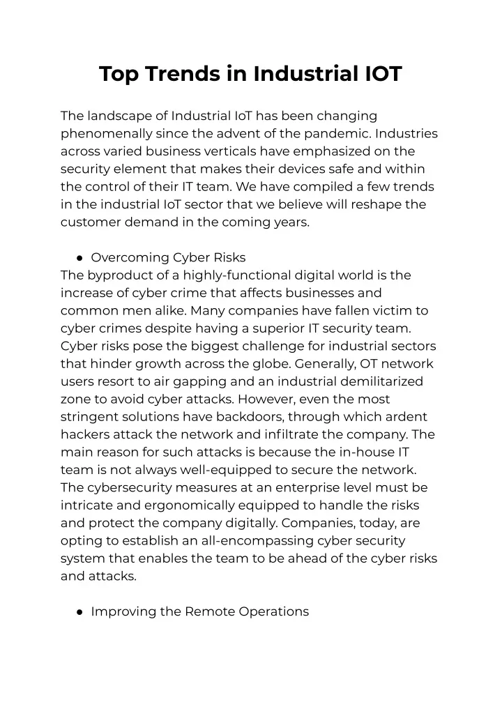 top trends in industrial iot