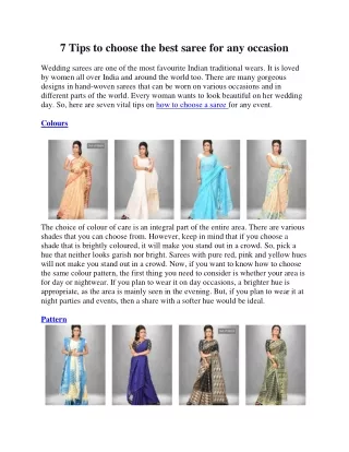 7 Tips to choose the best saree for any occasion