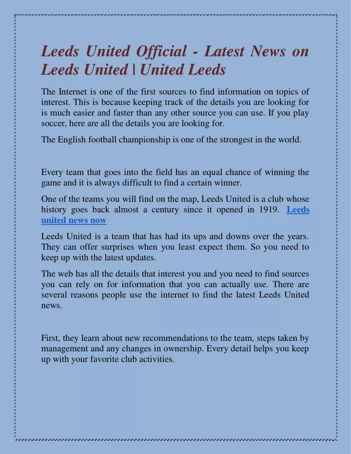 leeds united official latest news on leeds united