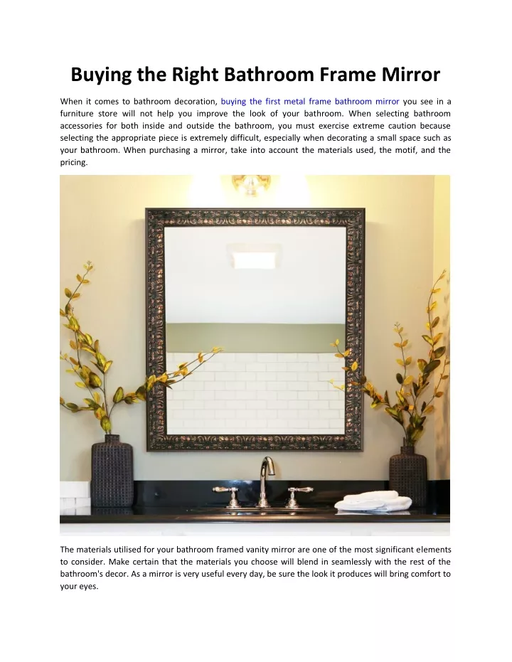 buying the right bathroom frame mirror