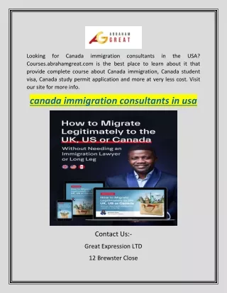 Canada Immigration Consultants in USA | Courses.abrahamgreat.com