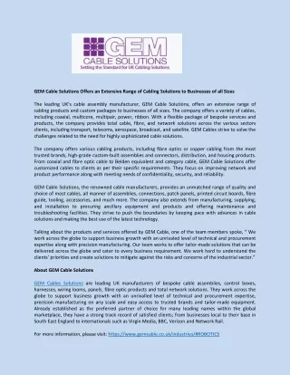 gem cable solutions offers an extensive range