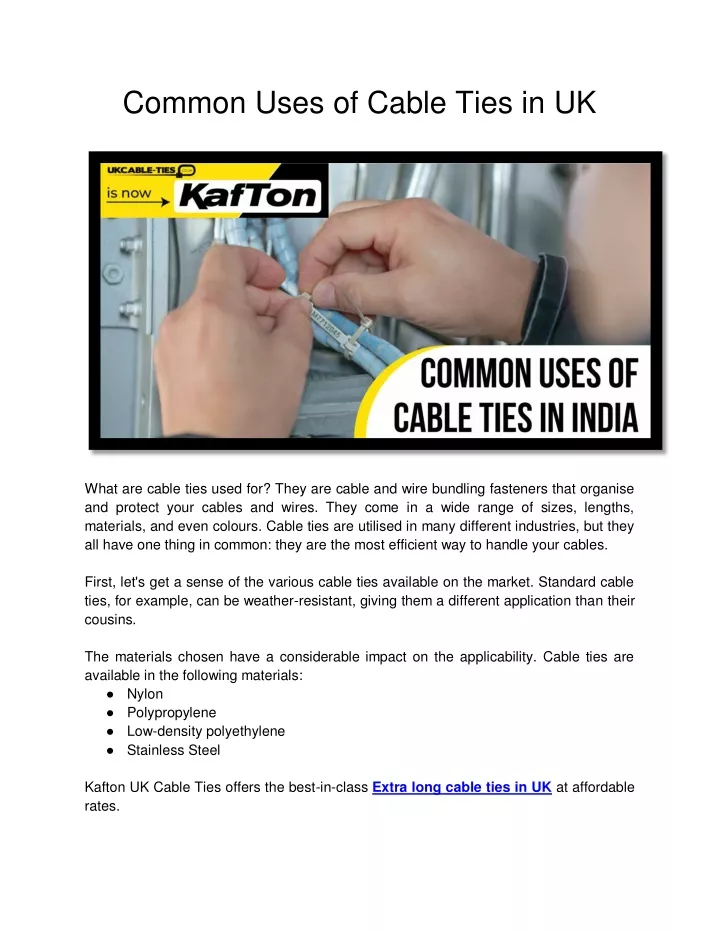 common uses of cable ties in uk