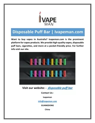 disposable puff bar ivapeman com