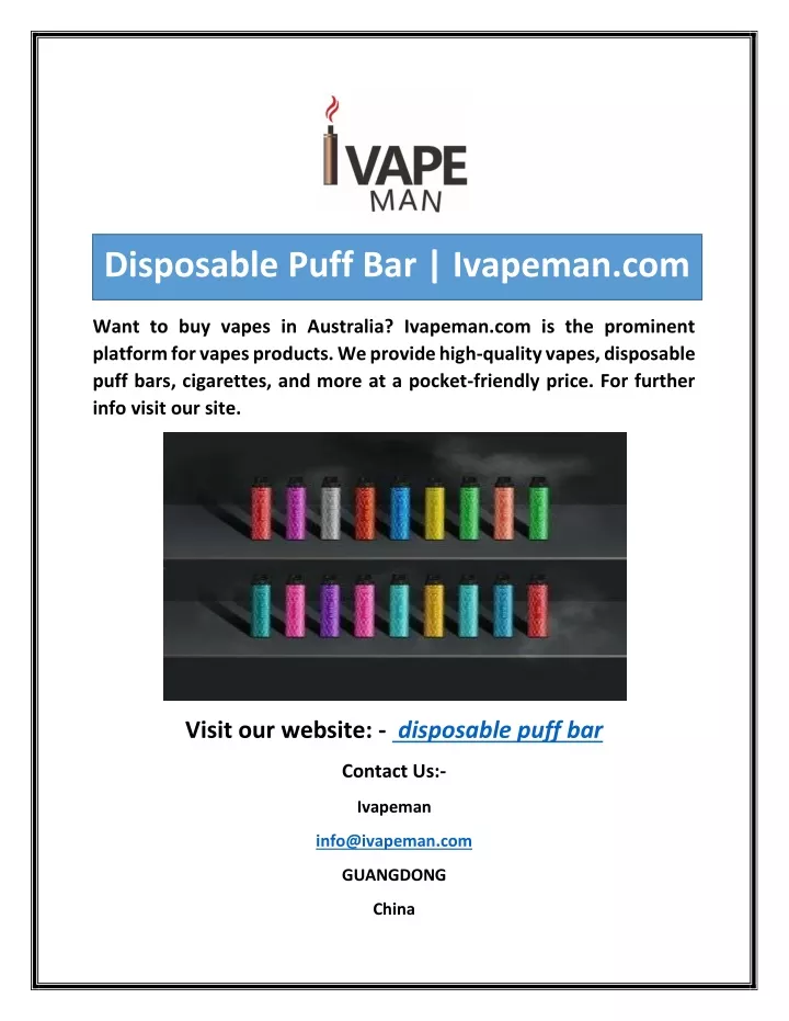 disposable puff bar ivapeman com